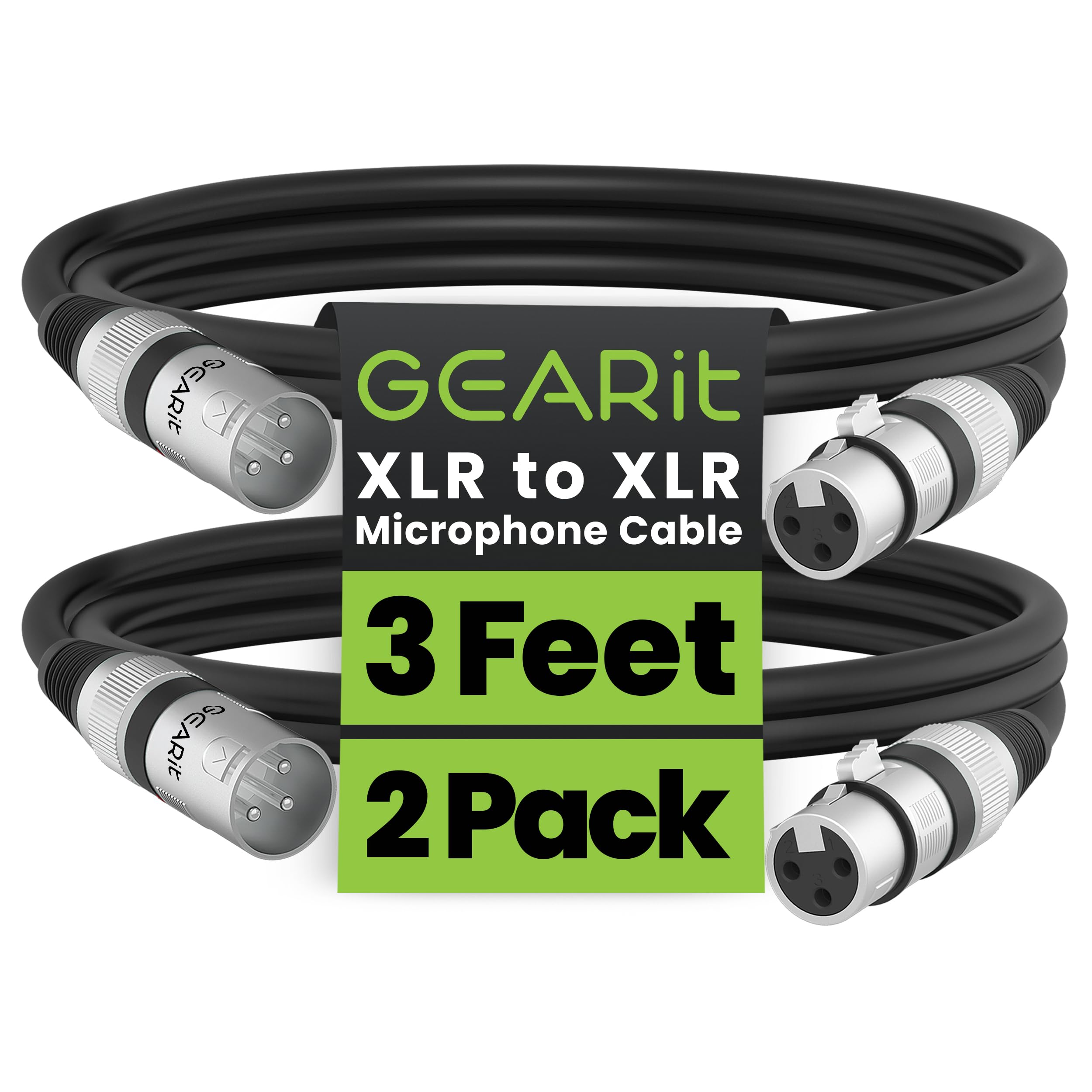 GEARit XLR Cables 20 ft 6 Pack, XLR Male to Female Microphone Cable, Balanced Shielded Mic Cable with Copper Conductors for Recording Studio, Podcast Setup, Stage Audio, Live Sound