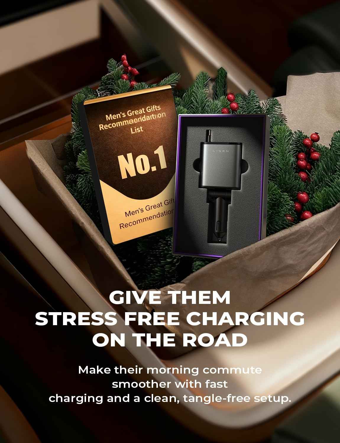 LISEN Retractable Car Charger, Gifts for Mothers Day 2026, 84W Car Charger USB C Fast Charge, Gifts for Mom Dad Him Her, Travel Essentials Car Accessories for Men Women Gifts for iPhone 17 16 15 14 13