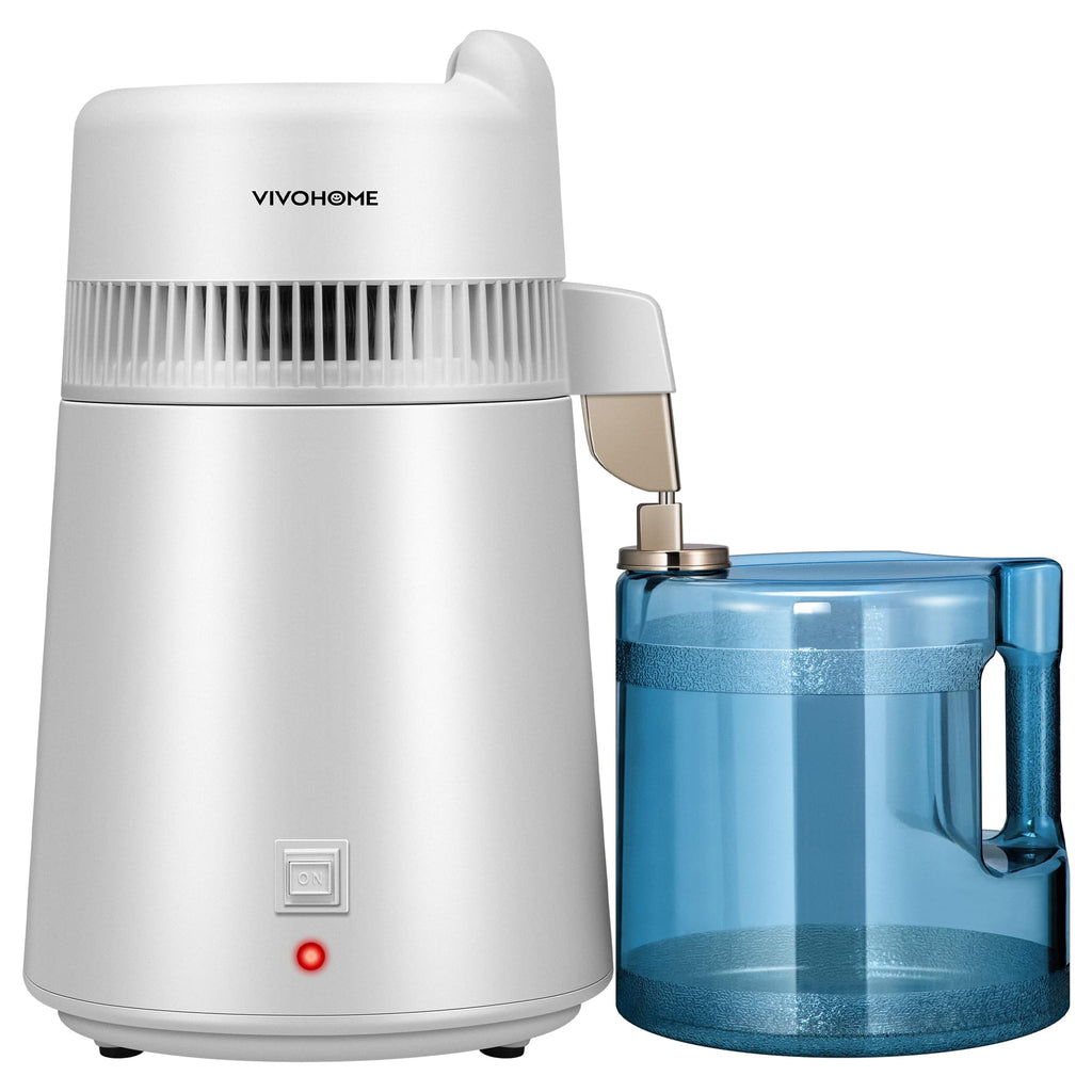 VIVOHOME Water Distiller Countertop 1.6 Gallon/6L 900W Distilled Water Machine with Smart Switch Purifier Filter for Home Office, White