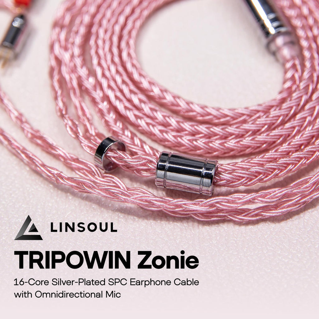 Linsoul Tripowin Zonie IEM Cable, 16 Core Silver Plated Earphone Upgraded Cords, 1.25m SPC in Ear Monitor Cable for 7hz Zero:2 Orchestra Lite Cadenza Hype4 Supermix4(2pin 0.78mm, 3.5mm)(Violet)