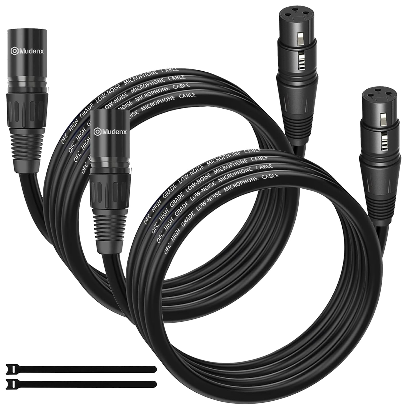 XLR Cables 5FT 2 Pack,XLR Male to Female 3 Pins Microphone Cable,Shielded Balanced Oxygen-Free Copper (OFC) Speaker Cord