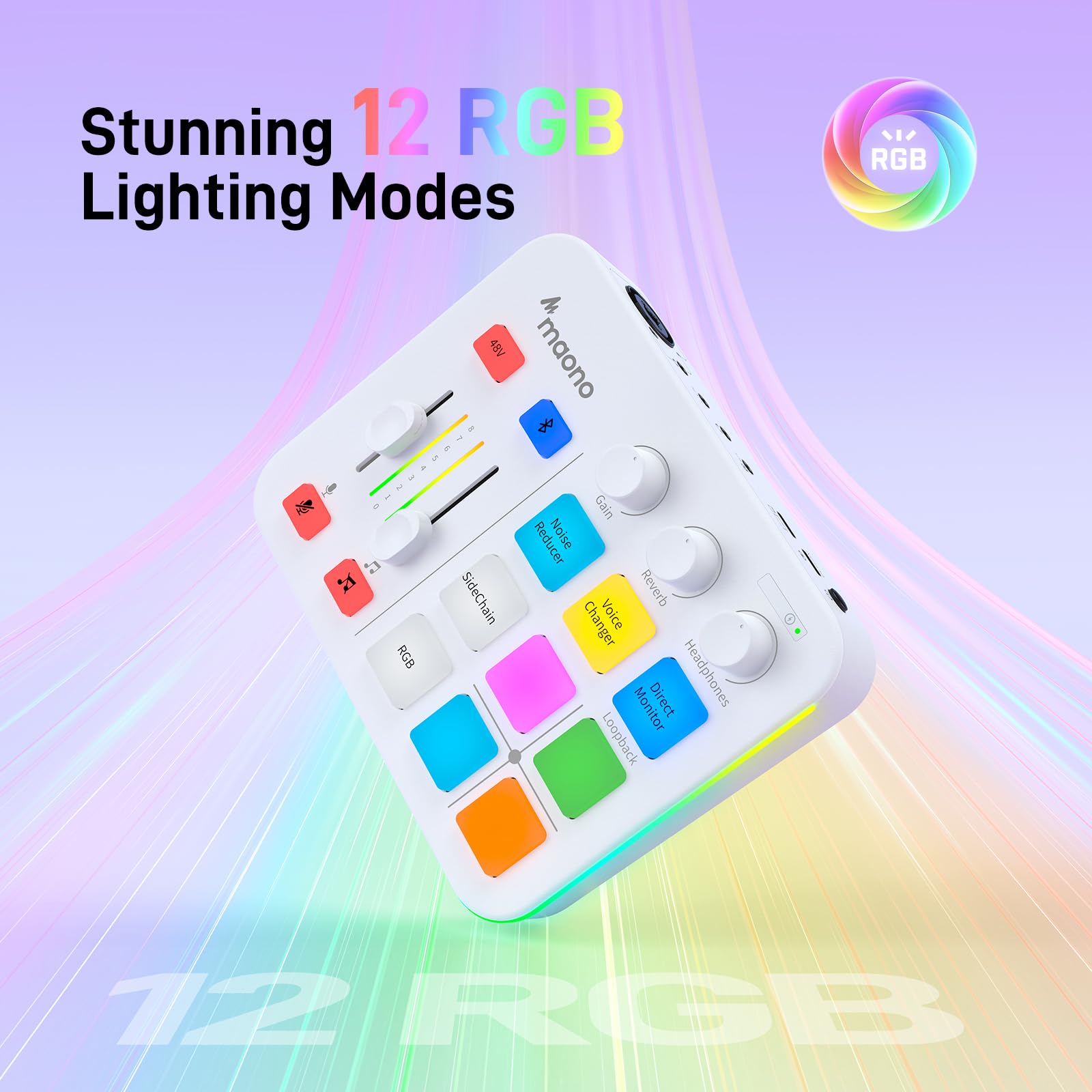 MAONO Gaming Audio Mixer, Audio Interface with Pro-preamp, RGB, Bluetooth, 48V Phantom Power for Live Streaming, Podcasting, Content Create, Gaming MaonoCaster G1 NEO (Not for USB Mic)