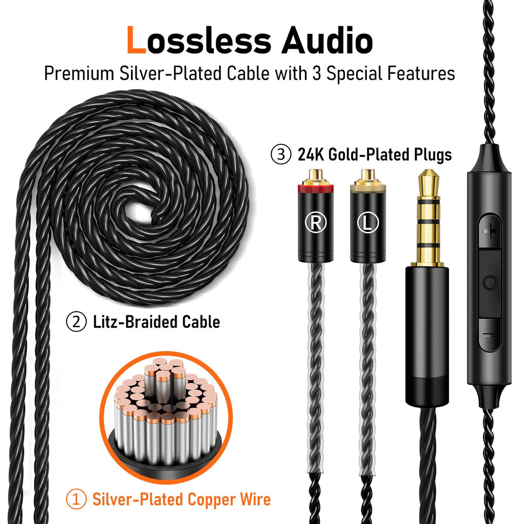 Vibes 202MC USB-C Wired Earbuds - USBC HiFi in Ear Headphones for iPhone 17/16/15 - Noise Isolating Ear Buds w/ Mic - Clear Sound, Deep Bass & Comfort-Fit Earphones - Silver Plated Cord, Carrying Case