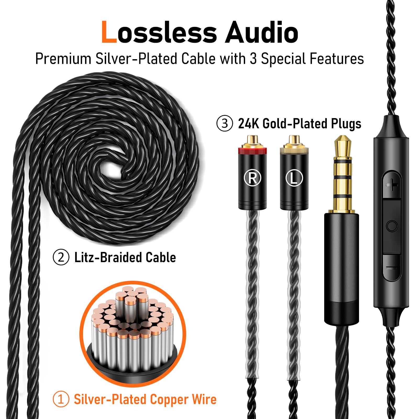Vibes 202MC USB-C Wired Earbuds - USBC HiFi in Ear Headphones for iPhone 17/16/15 - Noise Isolating Ear Buds w/ Mic - Clear Sound, Deep Bass & Comfort-Fit Earphones - Silver Plated Cord, Carrying Case