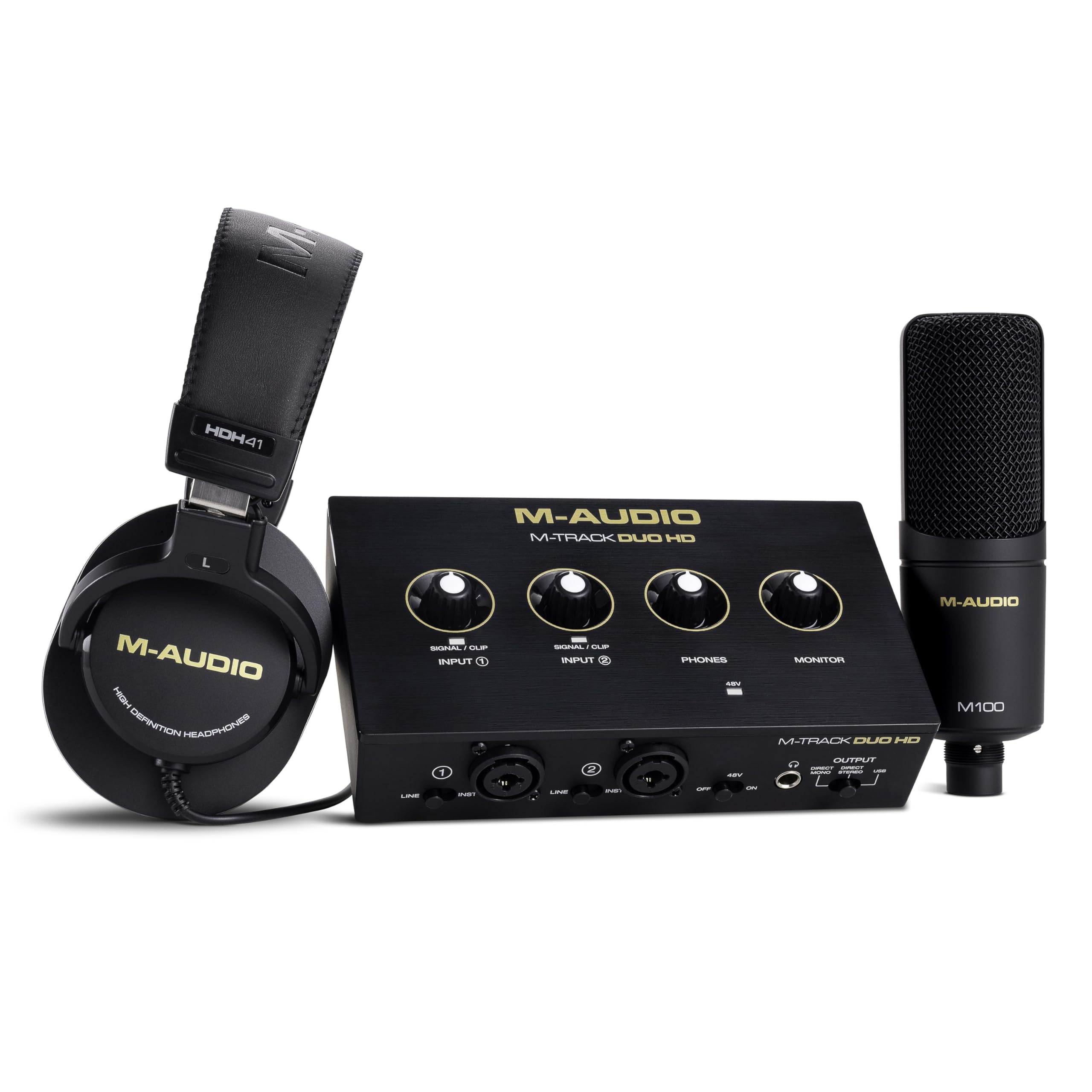 M-AUDIO M-Track Duo USB Audio Interface for Recording, Streaming and Podcasting with Dual XLR, Line and DI Inputs, plus a Software Suite Included