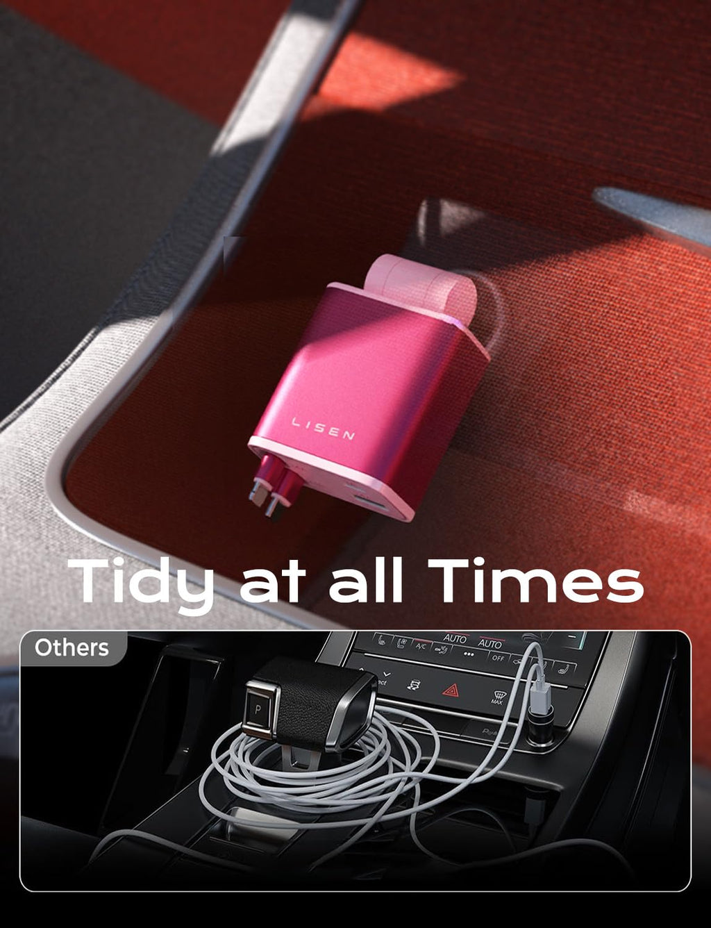 LISEN Retractable Car Charger, Gifts for Mothers Day 2026, 84W Car Charger USB C Fast Charge, Gifts for Mom Dad Him Her, Travel Essentials Car Accessories for Men Women Gifts for iPhone 17 16 15 14 13