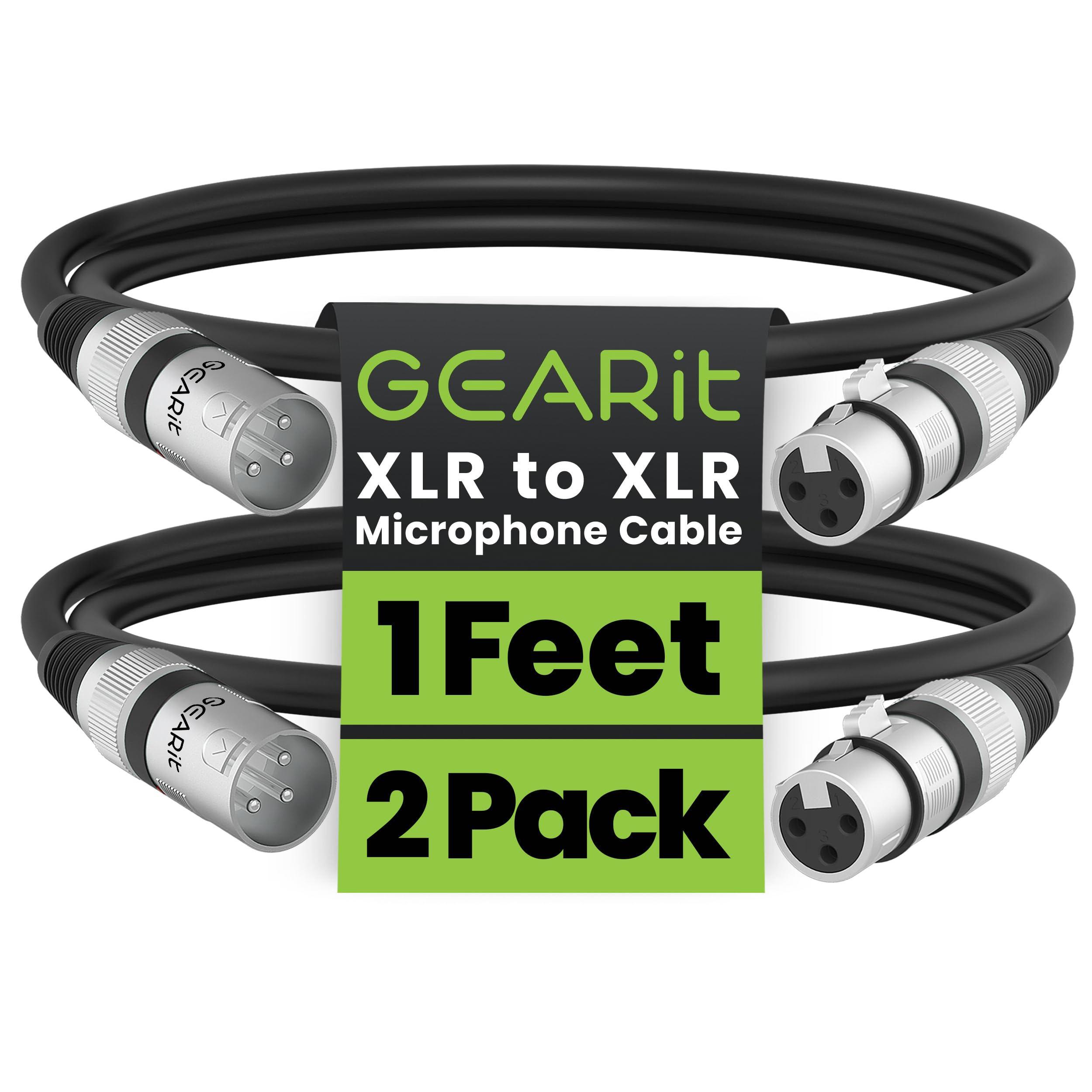 GEARit XLR Cables 20 ft 6 Pack, XLR Male to Female Microphone Cable, Balanced Shielded Mic Cable with Copper Conductors for Recording Studio, Podcast Setup, Stage Audio, Live Sound