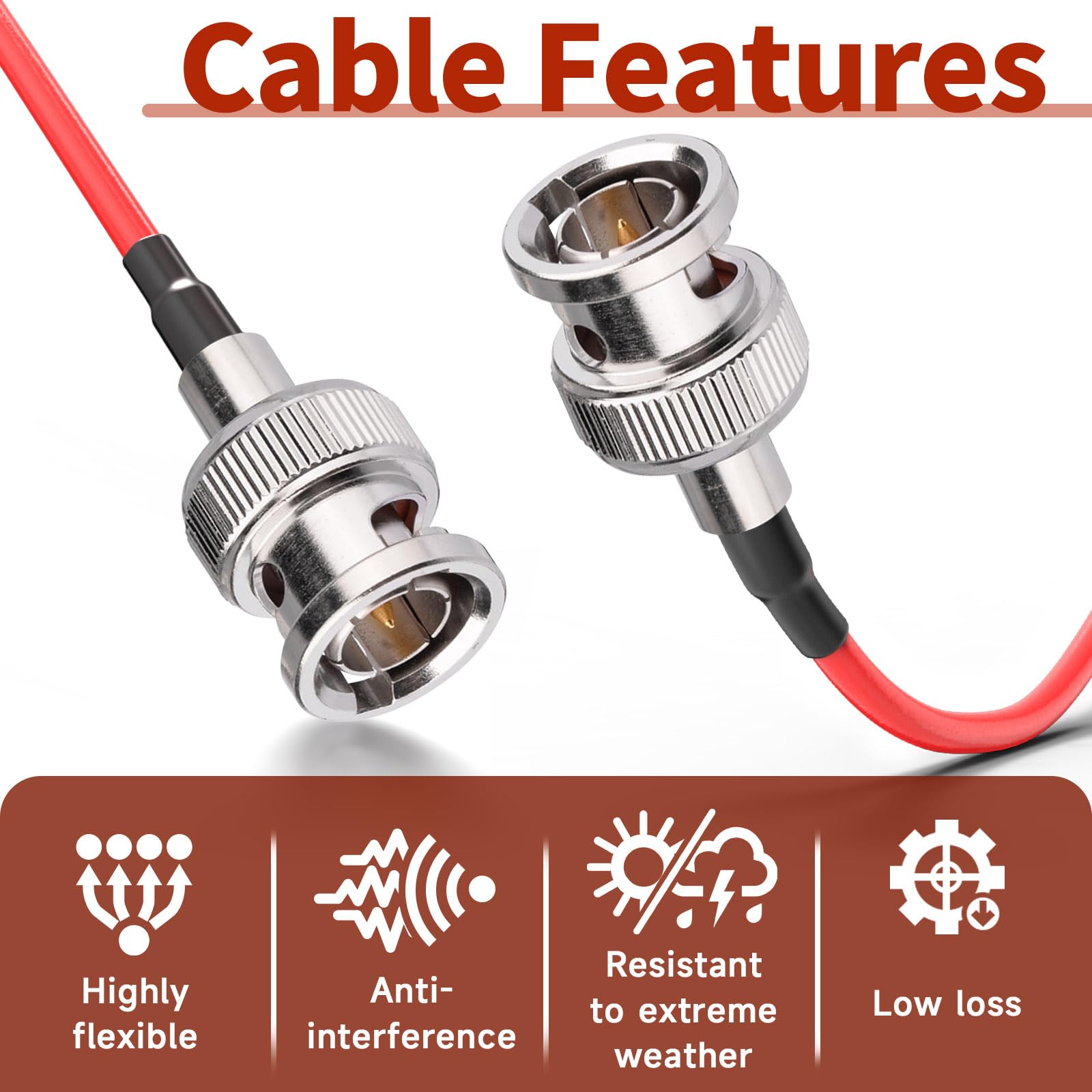Superbat 2ft BNC Male to Male HD HDSDI 3G 4K 6K Video Cable for Splitter Converter Monitor Switcher, Supports HD-SDI/3G-SDI Video (2-Pack)