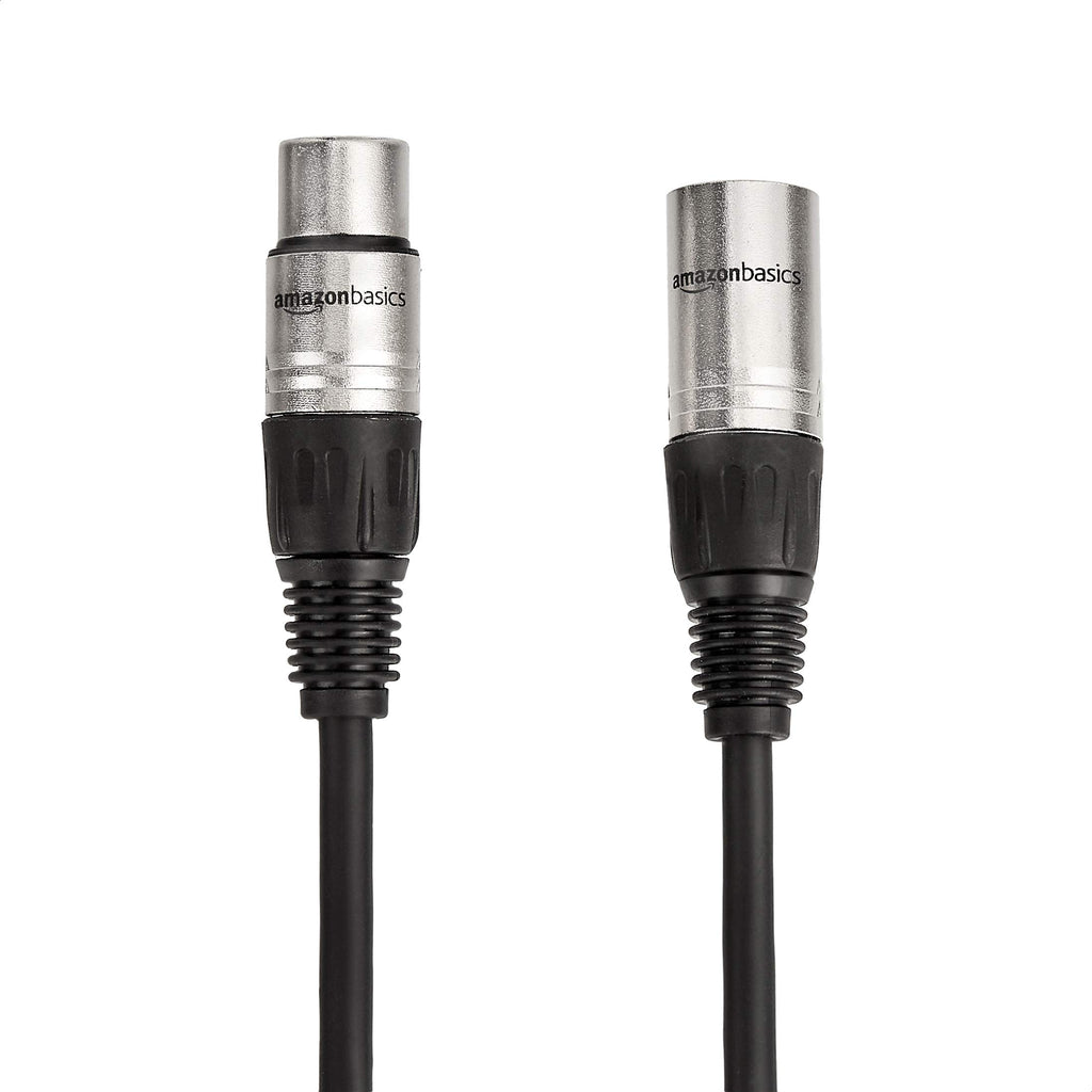 Amazon Basics XLR Male to Female Microphone Cable for Speaker or PA System, Recording Studio, All Copper Conductors, Low Noise Shielding, 6MM PVC Jacket, 6 Foot, Black