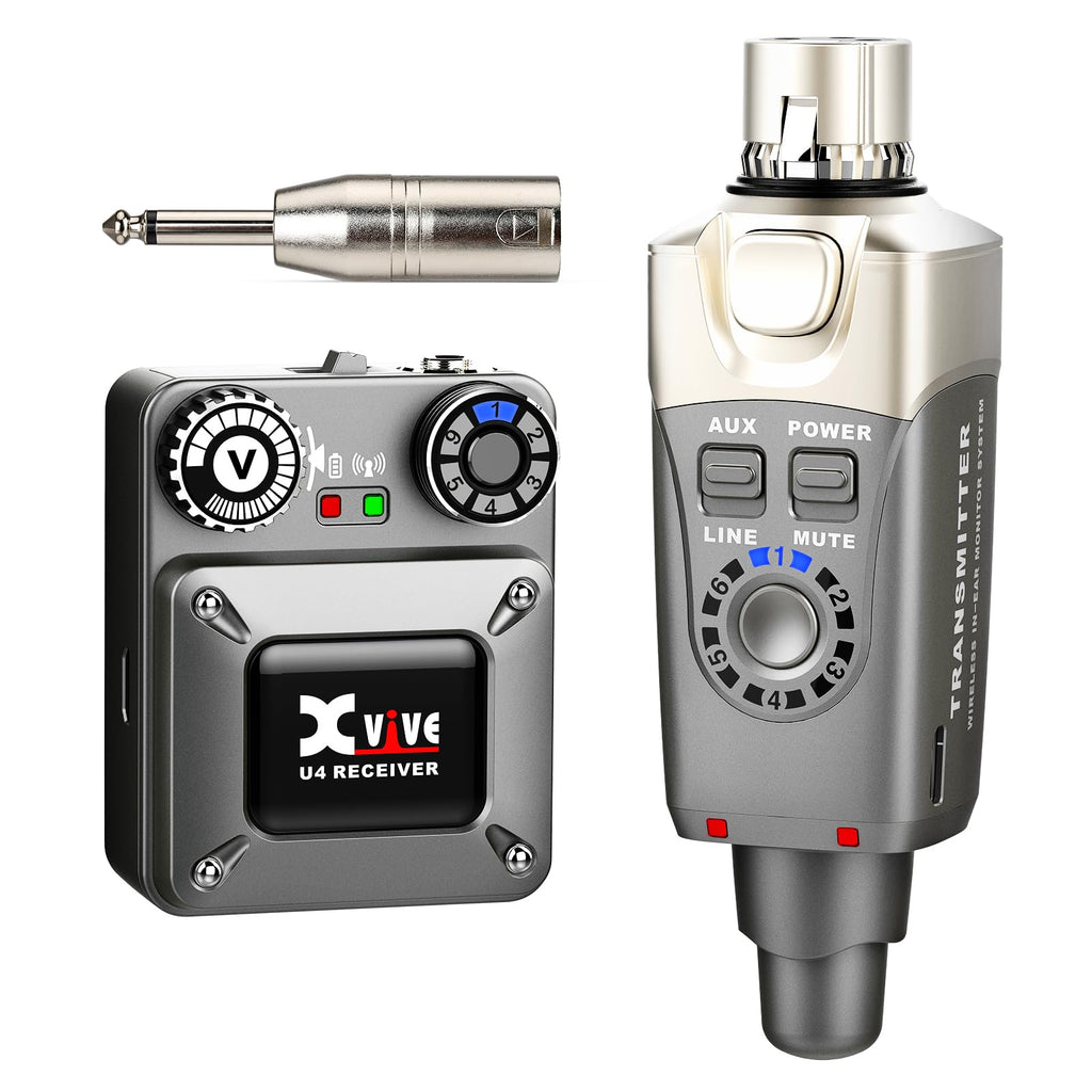 Xvive U4 Wireless in-Ear Monitor System Professional IEM System Transmitter and Beltpack Receiver for Studio, Band Rehearsal,Live Performance (U4)