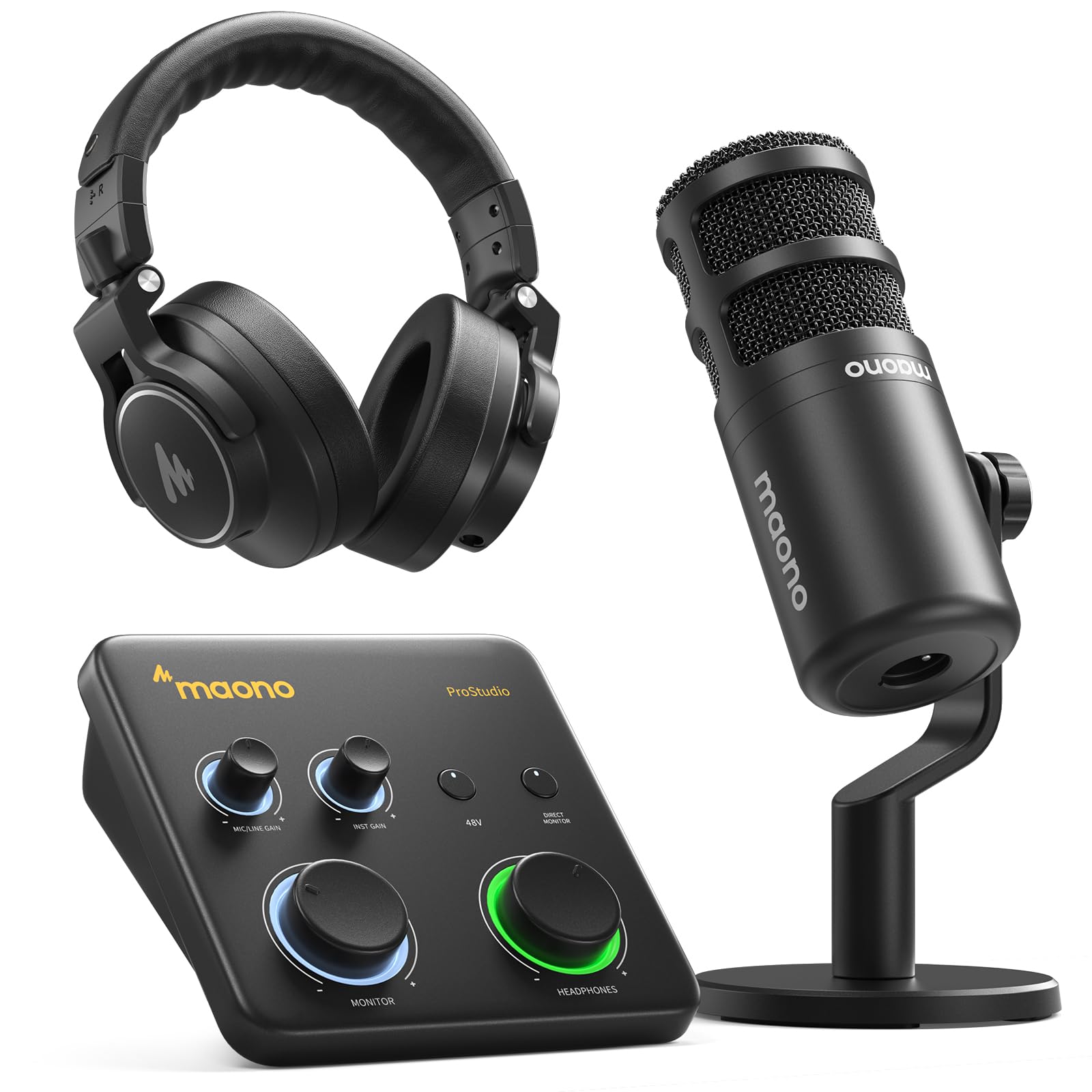 MAONO USB Audio Interface for PC: Interface with XLR Input 24-bit/192kHz Routing Software LOOPBACK ASIO Driver for Recording Music, Home-Studio, Guitar, Podcast, Streaming, DAW(PS22 Lite Black)