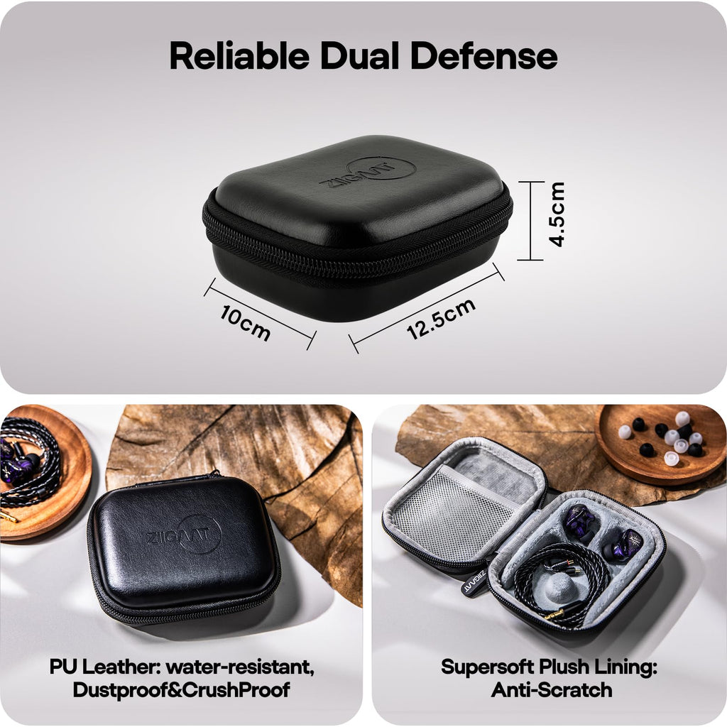 Linsoul ZiiGaat PELLEPOD Leather Earbud Case, Waterproof IEM Storage Box, Hard Carrying Bag, Protective Storage Box, Fit for Earphone ZS10 Pro, Zero: 2, EM6L, EW300, SuperMix 4, Orchestra Lite (Brown)