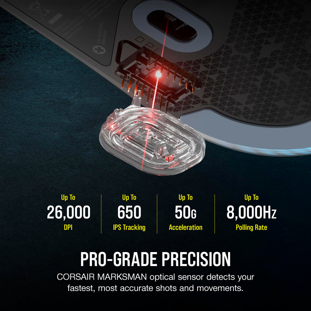 Corsair M75 Wireless Gaming Mouse - 26,000 DPI, Lightweight FPS Design, Swappable Side Buttons, iCUE Compatible, Black