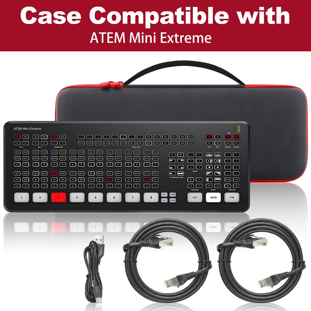co2CREA Hard Carrying Case Compatible with Blackmagic Design ATEM Mini Extreme & ATEM Mini Extreme ISO, Protective Storage Case for ATEM Switcher HDMI Live Stream Video Mixer