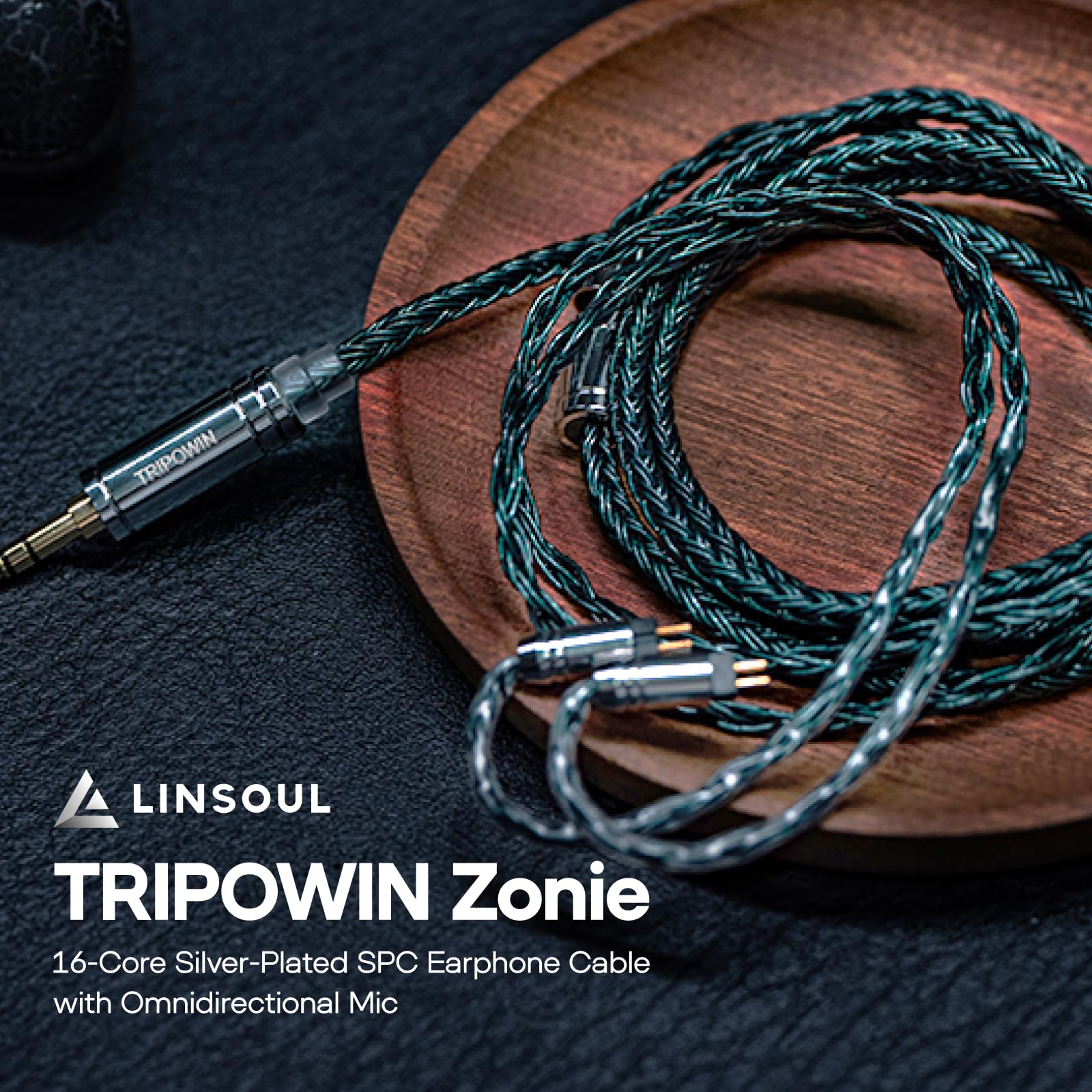 Linsoul Tripowin Zonie IEM Cable, 16 Core Silver Plated Earphone Upgraded Cords, 1.25m SPC in Ear Monitor Cable for 7hz Zero:2 Orchestra Lite Cadenza Hype4 Supermix4(2pin 0.78mm, 4.4mm)(Grey)