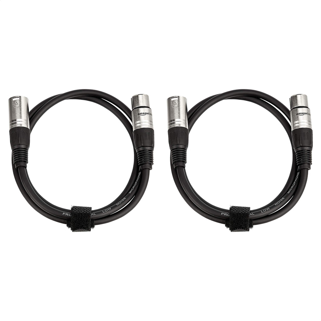Amazon Basics XLR Male to Female Microphone Cable for Speaker or PA System, Recording Studio, All Copper Conductors, Low Noise Shielding, 6MM PVC Jacket, 6 Foot, Black