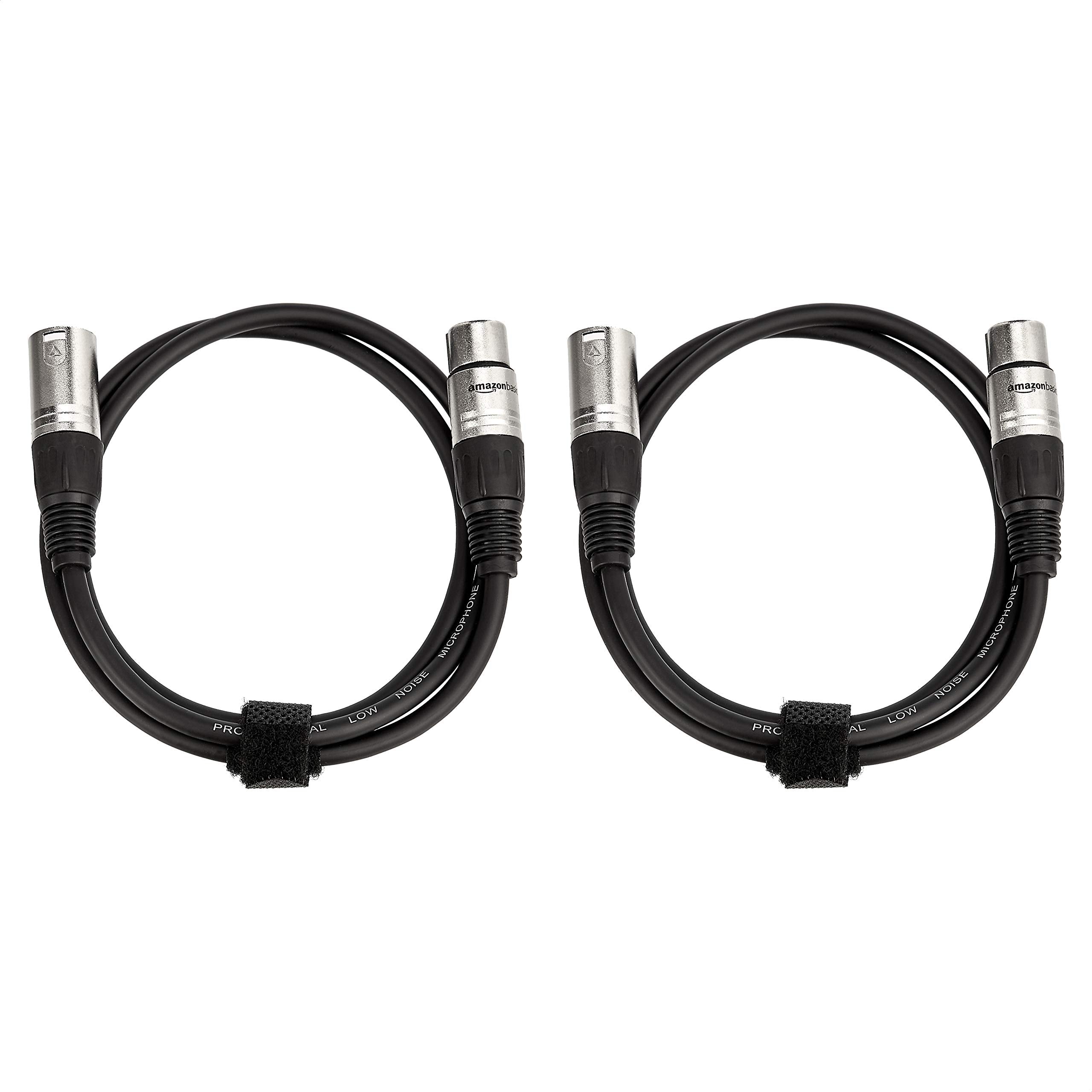 Amazon Basics XLR Male to Female Microphone Cable for Speaker or PA System, Recording Studio, All Copper Conductors, Low Noise Shielding, 6MM PVC Jacket, 6 Foot, Black