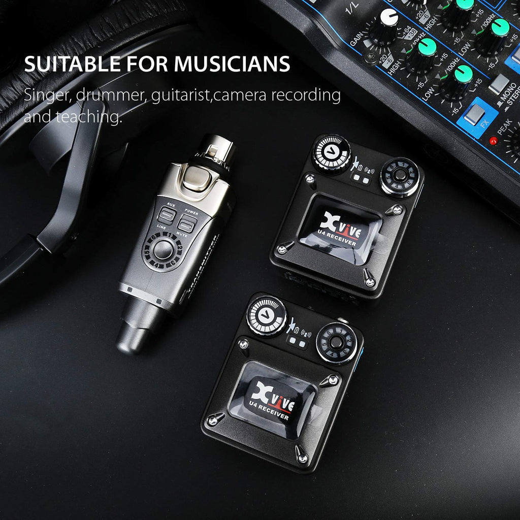 Xvive U4 Wireless in-Ear Monitor System Professional IEM System Transmitter and Beltpack Receiver for Studio, Band Rehearsal,Live Performance (U4)
