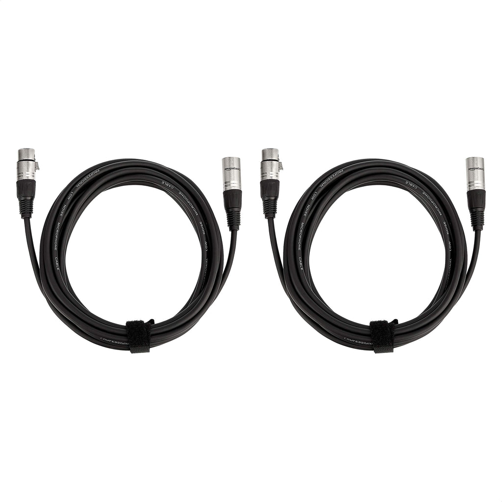 Amazon Basics XLR Male to Female Microphone Cable for Speaker or PA System, Recording Studio, All Copper Conductors, Low Noise Shielding, 6MM PVC Jacket, 6 Foot, Black