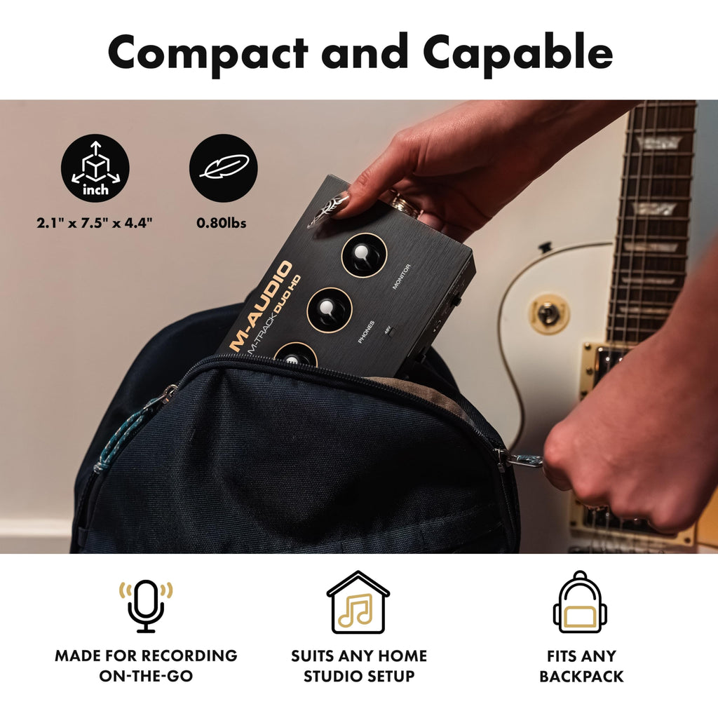 M-AUDIO M-Track Duo USB Audio Interface for Recording, Streaming and Podcasting with Dual XLR, Line and DI Inputs, plus a Software Suite Included