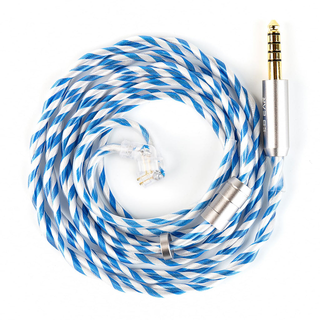 KBEAR P34 IEM Cable, 5N 2-Strands 98-Core OFC Silver-Plated HiFi Earphone Upgrade 2Pin Cable, Interchangeable 3.5mm/4.4mm Plug, in Ear Monitors Headphones Replacement Wire for Audiophile Musician