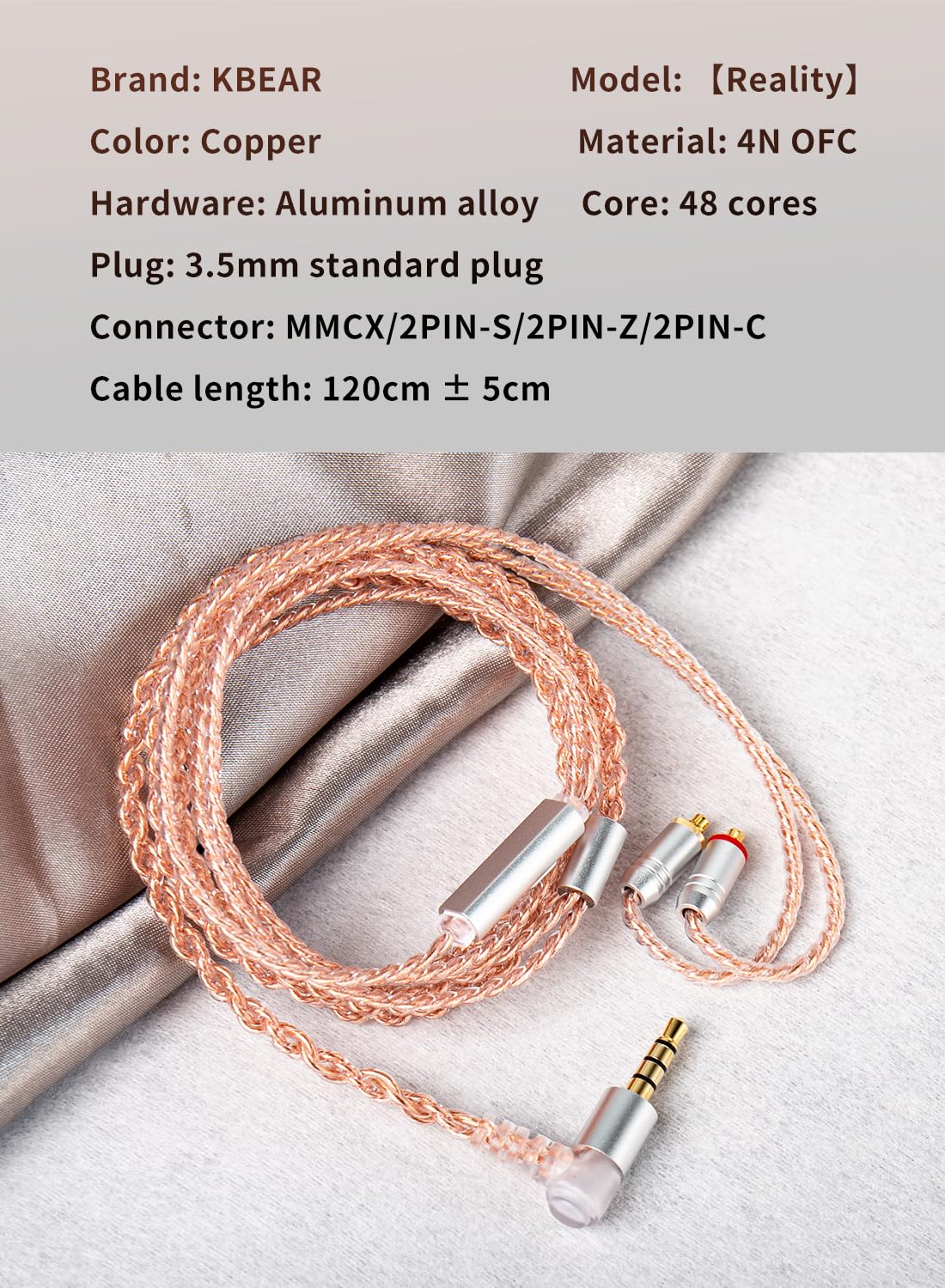 KZ CCA 2PIN IEM Earphone Cable, 4 Core High-Purity Copper Twisted IEMs Replacement Cable, Earbud Headphone Replacement Copper Extension Cable for KZ ZST ZSTX EDX ES4 AS10 CCA C10 C16 TRN V80 V90