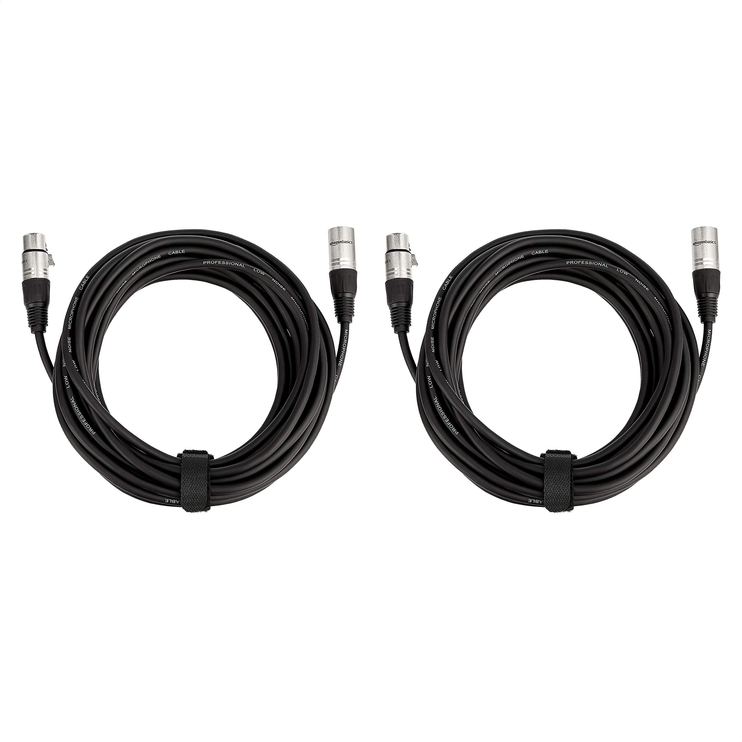 Amazon Basics XLR Male to Female Microphone Cable for Speaker or PA System, Recording Studio, All Copper Conductors, Low Noise Shielding, 6MM PVC Jacket, 6 Foot, Black
