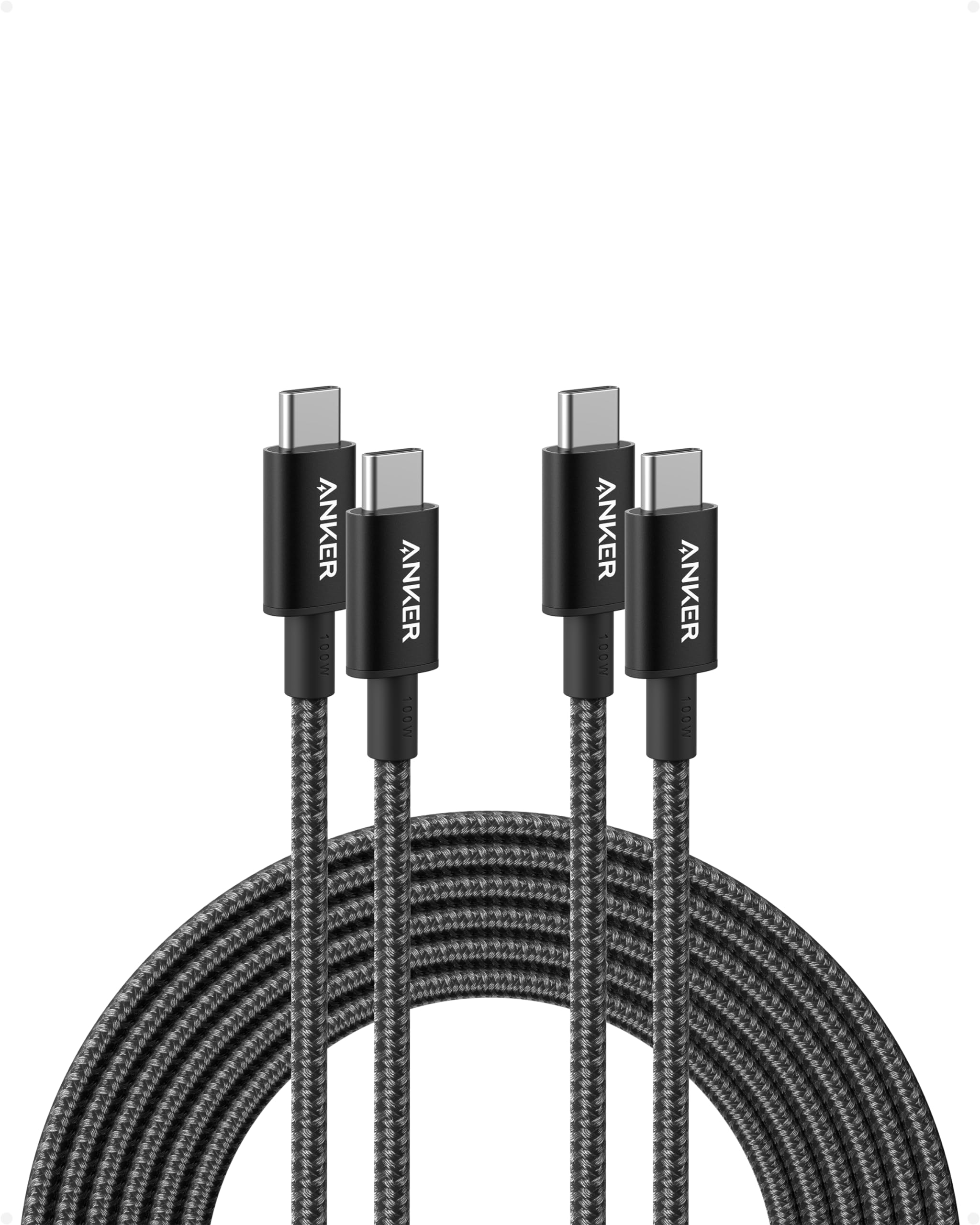 Anker USB C to USB C Cable, 2-Pack 6 FT (1.8 m) Type C 100W Charger Cord, Fast Charging for iPhone 17 Series, MacBook Pro 2020, Pixel, and More (Black, Not for Video Output)