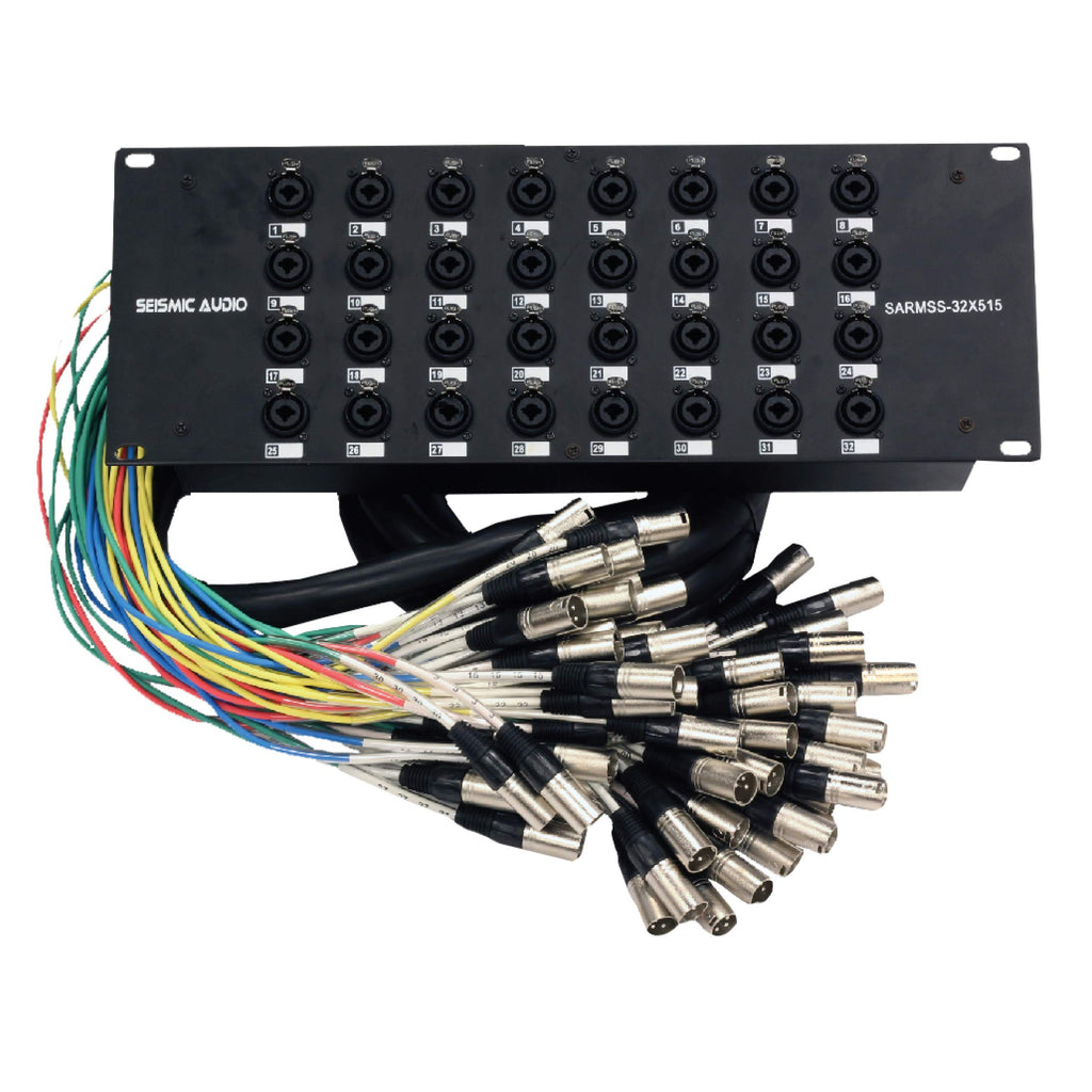 Seismic Audio SARMSS-16x515 Rack Mount 16 Channel XLR TRS Combo Splitter Snake Cable - 5' & 15' XLR trunks