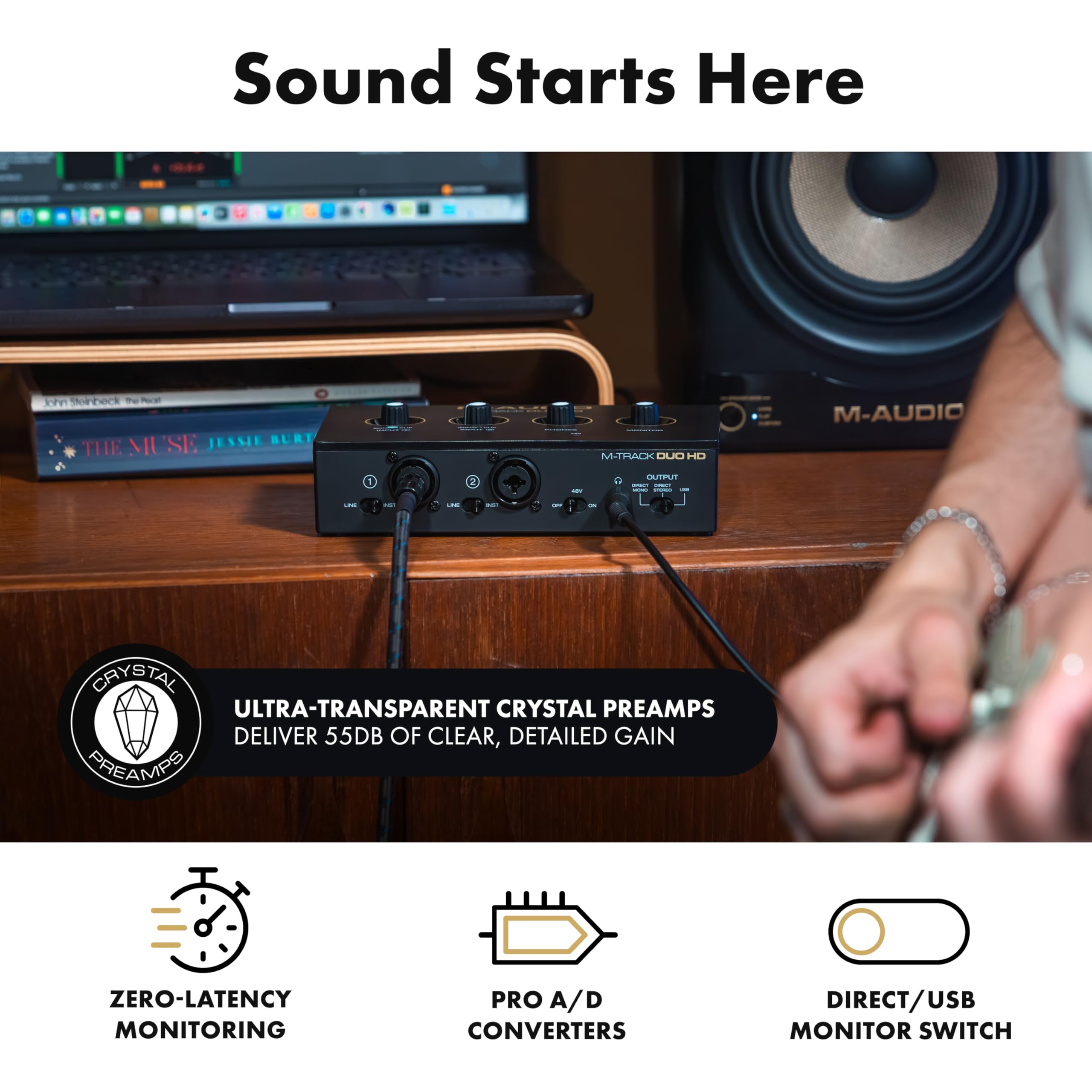 M-AUDIO M-Track Duo USB Audio Interface for Recording, Streaming and Podcasting with Dual XLR, Line and DI Inputs, plus a Software Suite Included