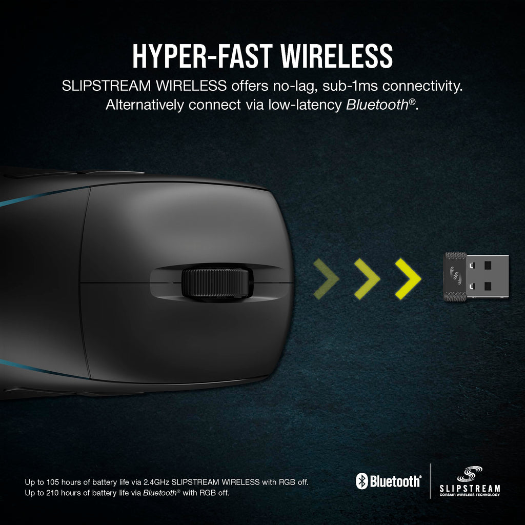Corsair M75 Wireless Gaming Mouse - 26,000 DPI, Lightweight FPS Design, Swappable Side Buttons, iCUE Compatible, Black