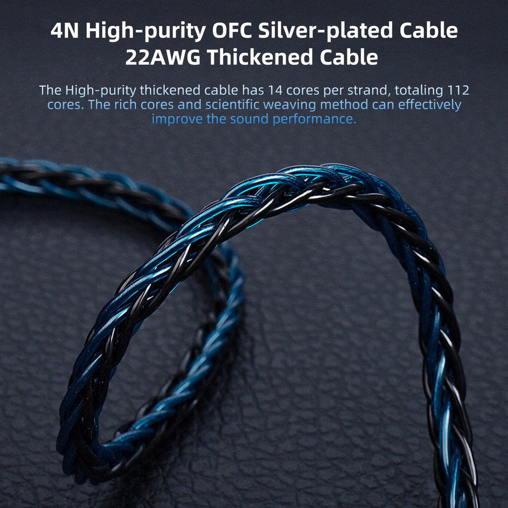 KBEAR ST16 Plus Long IEMs Earphone Cable with QDC-Type Pin for KZ ZSN/ZSN PRO /EDX PRO/ZS10 PRO/ZSN PRO X/ZS12 PRO X/ZSX/ZAS/ZVX/AS16/ZAR/DQS/ASX/D-Fi/Castor/PR2/PR3/ZEX CCA CRA/C12/C10PRO (QDC 3.5MM)