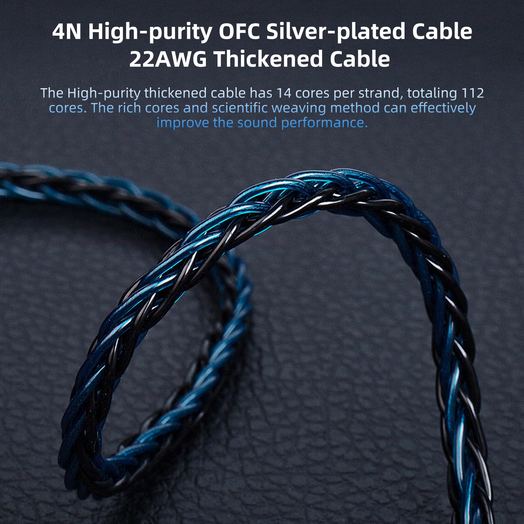 KZ CCA 2PIN IEM Earphone Cable, 4 Core High-Purity Copper Twisted IEMs Replacement Cable, Earbud Headphone Replacement Copper Extension Cable for KZ ZST ZSTX EDX ES4 AS10 CCA C10 C16 TRN V80 V90