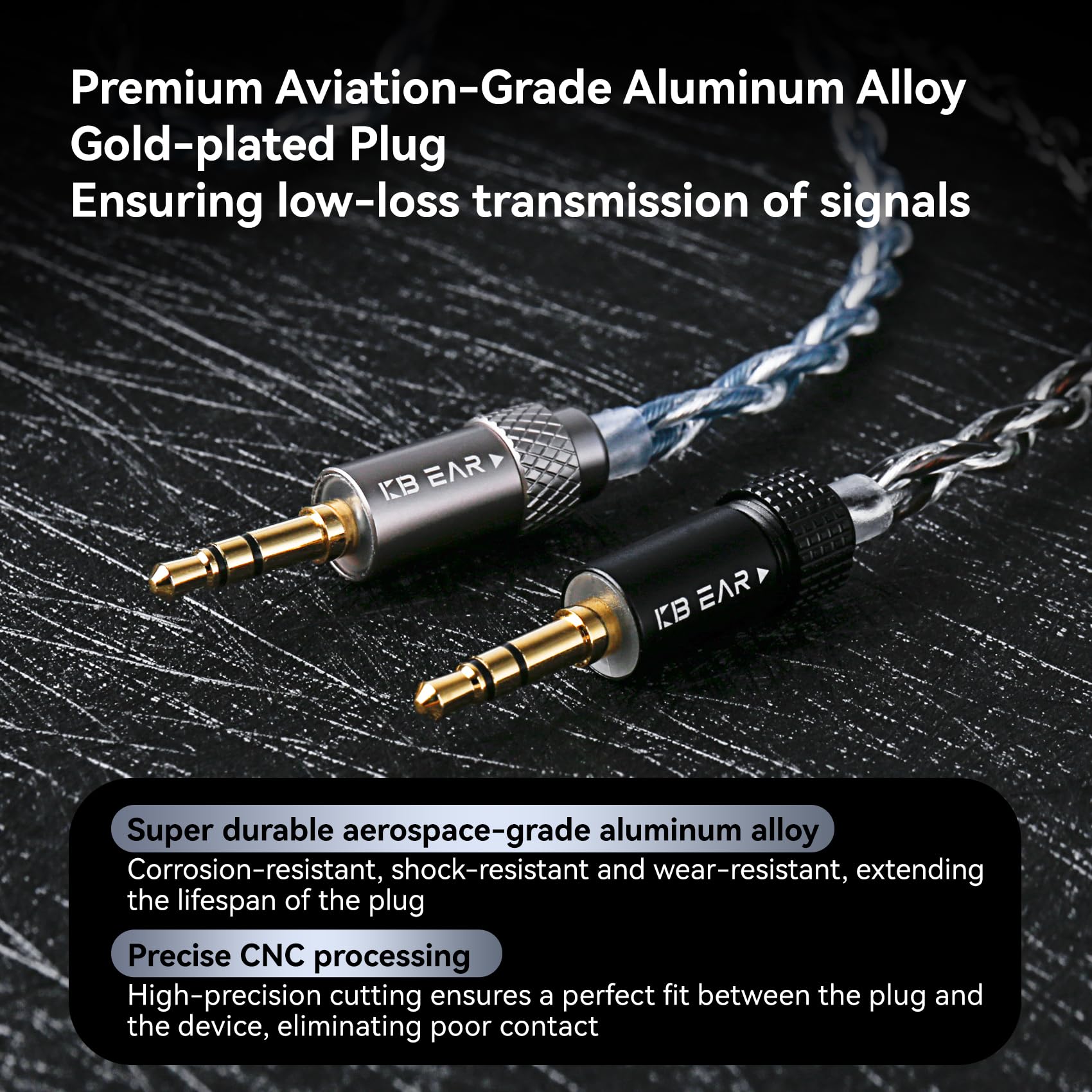 KBEAR P34 IEM Cable, 5N 2-Strands 98-Core OFC Silver-Plated HiFi Earphone Upgrade 2Pin Cable, Interchangeable 3.5mm/4.4mm Plug, in Ear Monitors Headphones Replacement Wire for Audiophile Musician