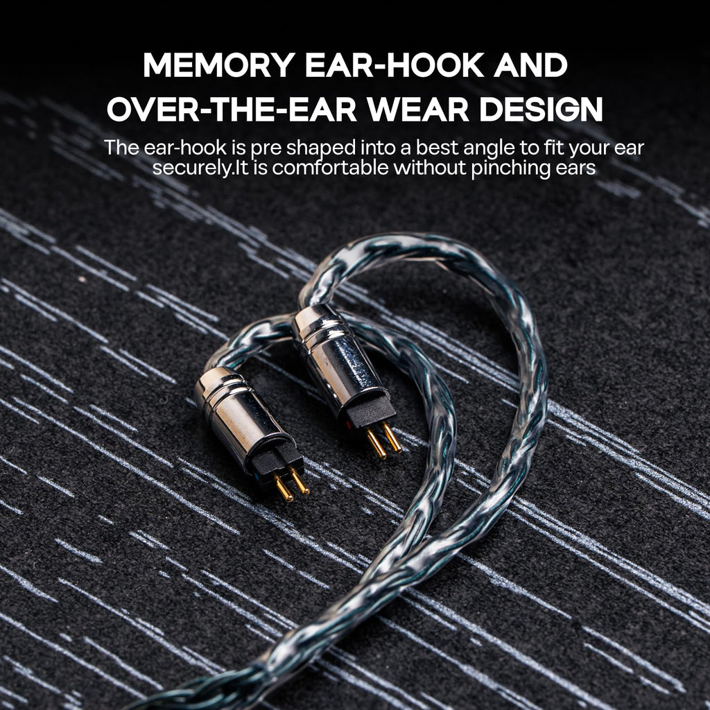 Linsoul Tripowin Zonie IEM Cable, 16 Core Silver Plated Earphone Upgraded Cords, 1.25m SPC in Ear Monitor Cable for 7hz Zero:2 Orchestra Lite Cadenza Hype4 Supermix4(2pin 0.78mm, 4.4mm)(Grey)