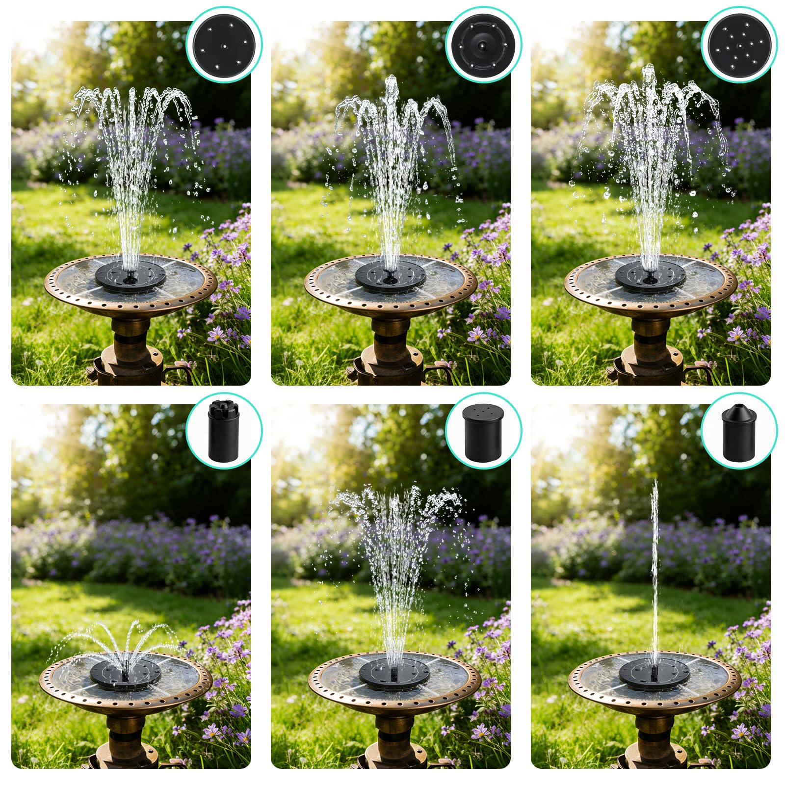 Solar Fountain Water Pump for Bird Bath, New Upgraded Mini Solar Powered Fountain Pump 1.5W Free Standing Solar Panel Kit Water Fountain for Garden, Pond, Pool, and Outdoor