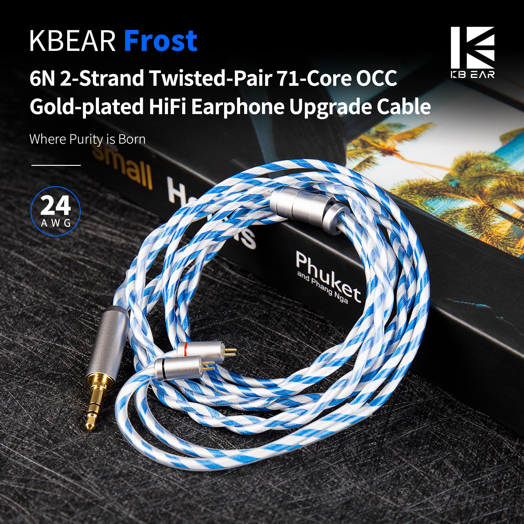 KBEAR P34 IEM Cable, 5N 2-Strands 98-Core OFC Silver-Plated HiFi Earphone Upgrade 2Pin Cable, Interchangeable 3.5mm/4.4mm Plug, in Ear Monitors Headphones Replacement Wire for Audiophile Musician