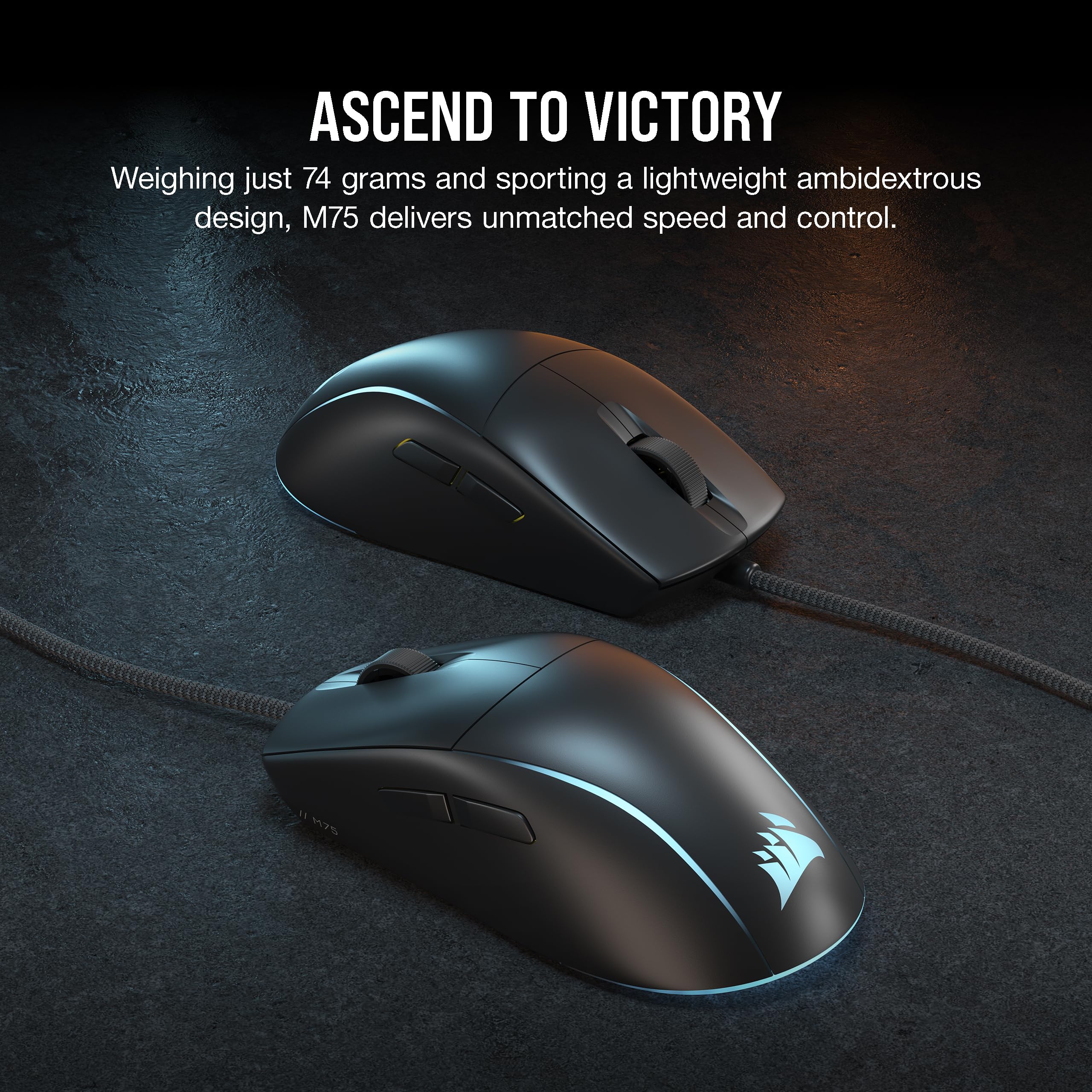 Corsair M75 Wireless Gaming Mouse - 26,000 DPI, Lightweight FPS Design, Swappable Side Buttons, iCUE Compatible, Black