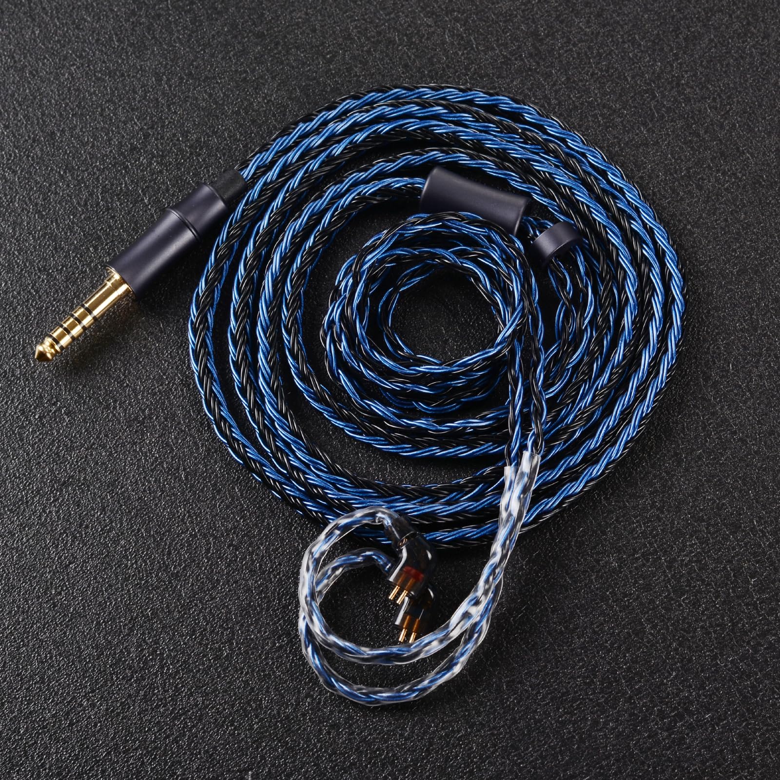 IEM Upgrade Cable, 16 Core Silver Plated Earphone Upgraded Cords, QDC-C Pin 1.5m in Ear Monitor Cable for KZ ZS10 ZSN PRO AS16 CCA CRA C12(Recessed 2pin 3.5mm 4.9ft) Black