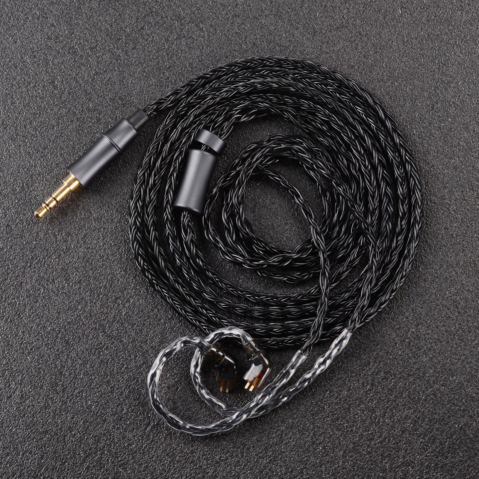 IEM Upgrade Cable, 16 Core Silver Plated Earphone Upgraded Cords, QDC-C Pin 1.5m in Ear Monitor Cable for KZ ZS10 ZSN PRO AS16 CCA CRA C12(Recessed 2pin 3.5mm 4.9ft) Black