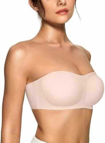 Womens Strapless Push-up Bandeau Bra