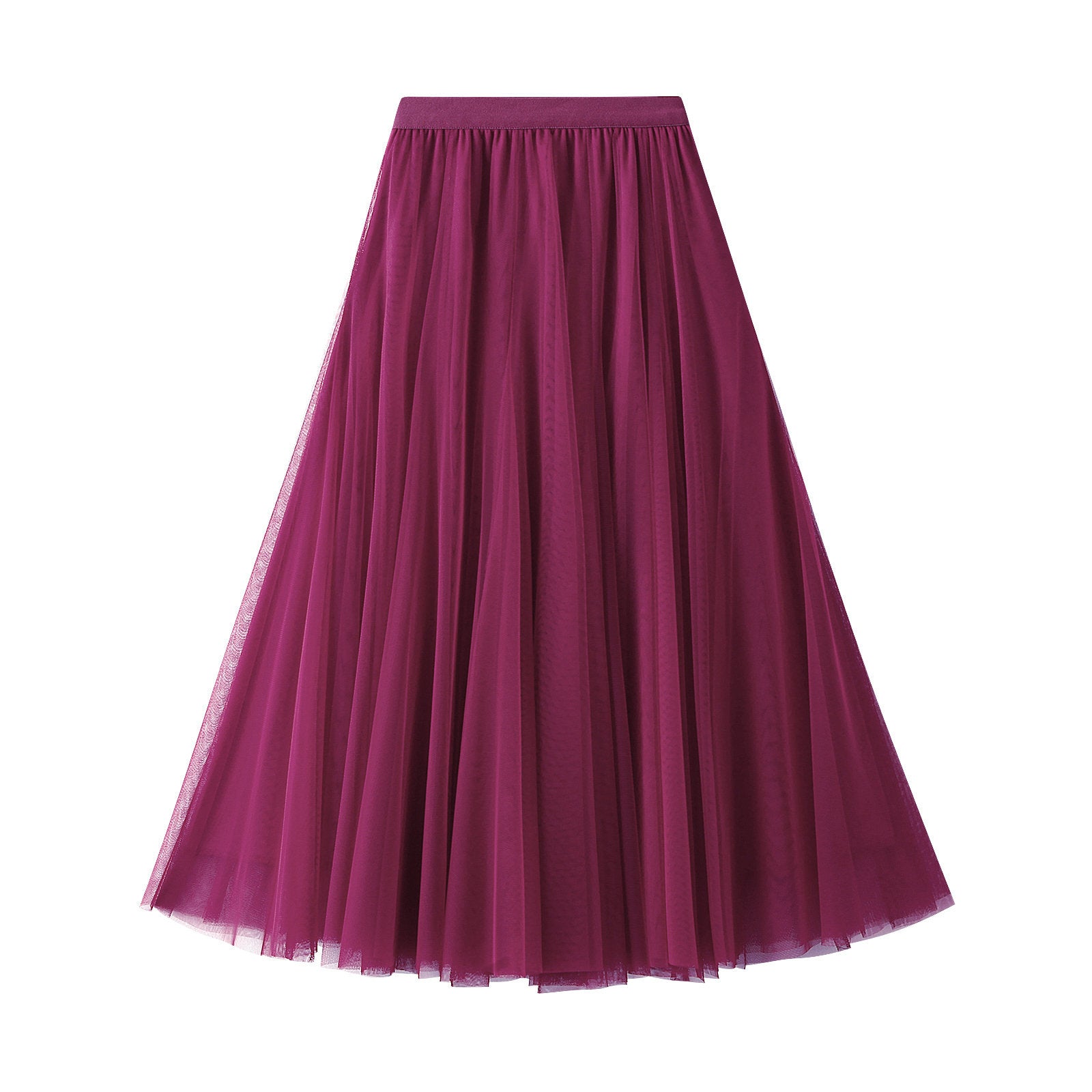 New Autumn And Winter High Waist Mid-length Tulle Skirt Pleated Skirt