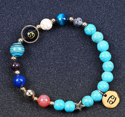 Twelve Constellation Constellation Blue San Bracelet 8mm Turquoise Beaded