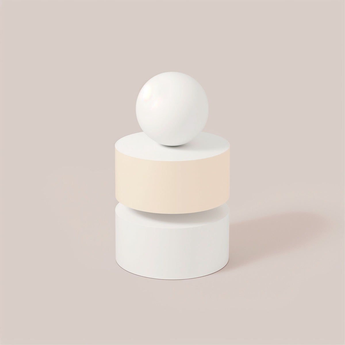 White stackable cylinder pedestal with round ball top